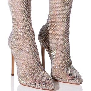 Gold Sequin Stiletto Boots size 11